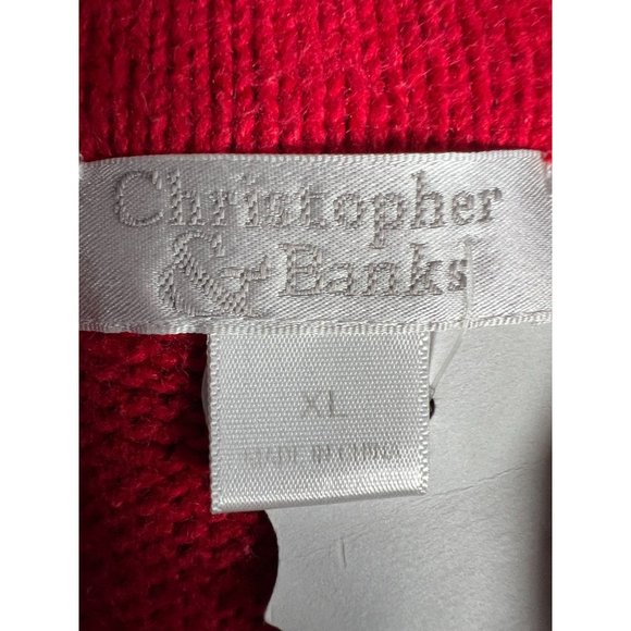 Christopher & Banks Snowman Zip Sweater Vest XL Red Snowman Cotton Ramie Blend - Picture 5 of 16